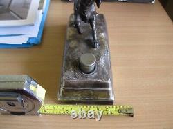 Vintage, Silver-Plated Bronzed Spelter Pointer Hunting Dog Table Lighter