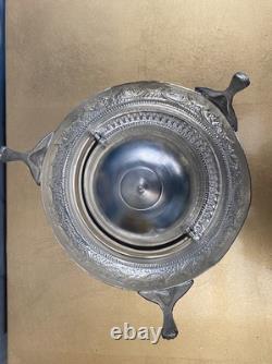Vintage Silver Plated Caviar Dish/ 3 Footed Persian Dome server /Rollback Lid