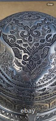 Vintage Silver Plated Caviar Dish/ 3 Footed Persian Dome server /Rollback Lid