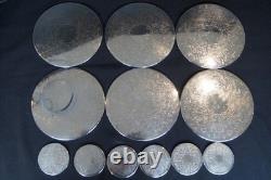 Vintage Silver-Plated Coaster & Decanter Stand Set 10-Piece- Strachan