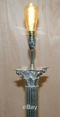 Vintage Silver Plated Corinthian Pillared Floor Standing Lamp Hairy Paw Feet