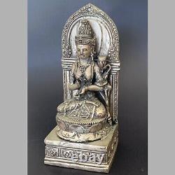 Vintage Silver Plated Hindu Goddess Parvati Religious Statue Indonesia 11.5 inch