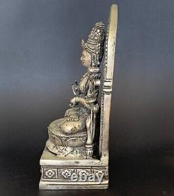 Vintage Silver Plated Hindu Goddess Parvati Religious Statue Indonesia 11.5 inch