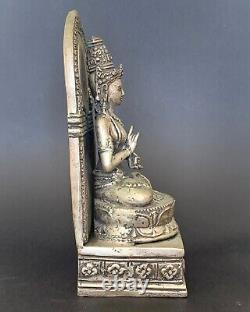 Vintage Silver Plated Hindu Goddess Parvati Religious Statue Indonesia 11.5 inch