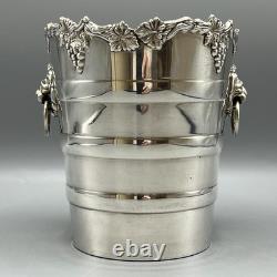 Vintage Silver Plated Ice Bucket / Small Wine Cooler Lion Handles Viners Antique