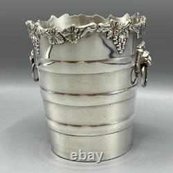 Vintage Silver Plated Ice Bucket / Small Wine Cooler Lion Handles Viners Antique