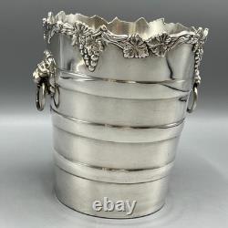 Vintage Silver Plated Ice Bucket / Small Wine Cooler Lion Handles Viners Antique