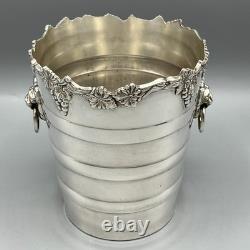 Vintage Silver Plated Ice Bucket / Small Wine Cooler Lion Handles Viners Antique
