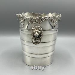Vintage Silver Plated Ice Bucket / Small Wine Cooler Lion Handles Viners Antique
