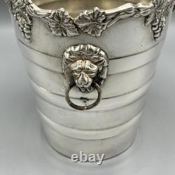 Vintage Silver Plated Ice Bucket / Small Wine Cooler Lion Handles Viners Antique