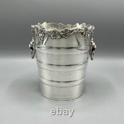 Vintage Silver Plated Ice Bucket / Small Wine Cooler Lion Handles Viners Antique