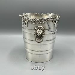 Vintage Silver Plated Ice Bucket / Small Wine Cooler Lion Handles Viners Antique