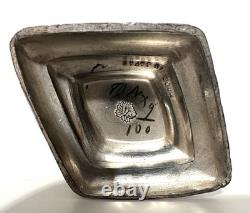 Vintage Silver Plated Japanese Kobayashi Vase Landscape 5.75- Signed 9/100