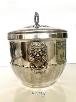 Vintage Silver Plated Lion Head Ice Bucket With Lid
