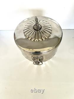 Vintage Silver Plated Lion Head Ice Bucket With Lid