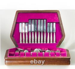 Vintage Silver Plated Smith Seymour Canteen Of Kings Cutlery For 6 In Oak Case