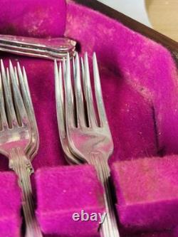 Vintage Silver Plated Smith Seymour Canteen Of Kings Cutlery For 6 In Oak Case