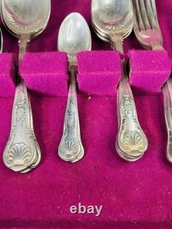 Vintage Silver Plated Smith Seymour Canteen Of Kings Cutlery For 6 In Oak Case
