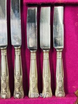 Vintage Silver Plated Smith Seymour Canteen Of Kings Cutlery For 6 In Oak Case