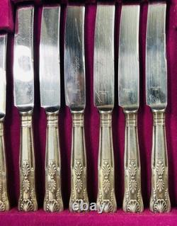 Vintage Silver Plated Smith Seymour Canteen Of Kings Cutlery For 6 In Oak Case
