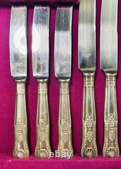 Vintage Silver Plated Smith Seymour Canteen Of Kings Cutlery For 6 In Oak Case