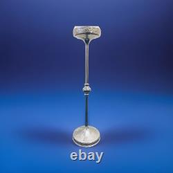 Vintage Silver Plated Standing Ashtray Original Glass Inlay