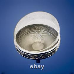 Vintage Silver Plated Standing Ashtray Original Glass Inlay