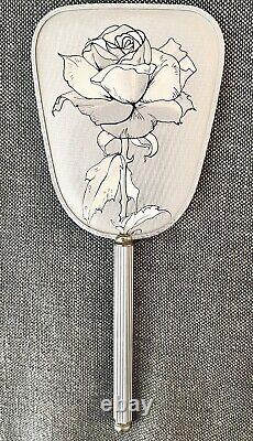 Vintage Silver Plated Vanity Beauty Set Roses 4 Pieces with Original Box