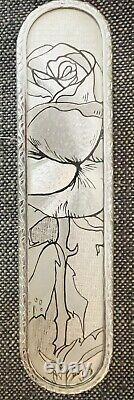 Vintage Silver Plated Vanity Beauty Set Roses 4 Pieces with Original Box