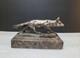 Vintage Silvered Bronze or Silver Plate Prowling Fox Figurine Marble Base