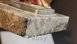 Vintage Silvered Bronze or Silver Plate Prowling Fox Figurine Marble Base