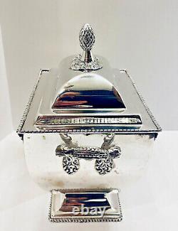 Vintage Silverplate Large Decorative Covered Ornate Double Handled Keepsake Box