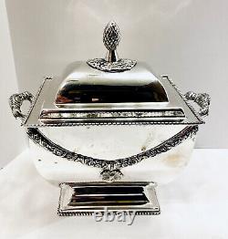 Vintage Silverplate Large Decorative Covered Ornate Double Handled Keepsake Box