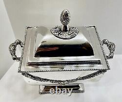 Vintage Silverplate Large Decorative Covered Ornate Double Handled Keepsake Box