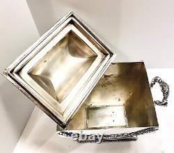 Vintage Silverplate Large Decorative Covered Ornate Double Handled Keepsake Box