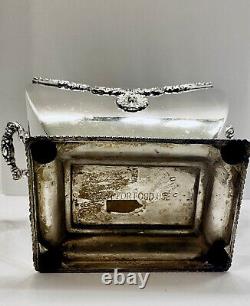 Vintage Silverplate Large Decorative Covered Ornate Double Handled Keepsake Box