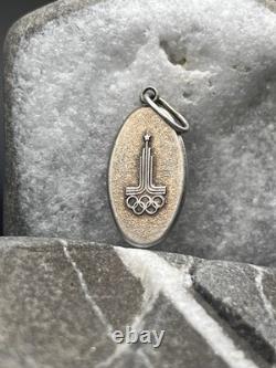 Vintage Soviet 875 Silver Olympic Games Moscow Gold Plated Pendant