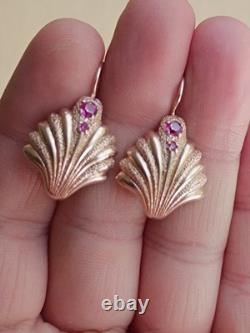 Vintage Soviet Earrings Silver 925 USSR Shells, Women's Jewelry, in Gold Plated