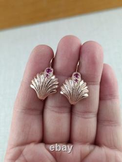 Vintage Soviet Earrings Silver 925 USSR Shells, Women's Jewelry, in Gold Plated