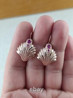Vintage Soviet Earrings Silver 925 USSR Shells, Women's Jewelry, in Gold Plated
