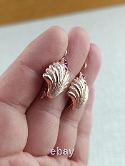 Vintage Soviet Earrings Silver 925 USSR Shells, Women's Jewelry, in Gold Plated