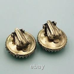 Vintage Soviet Gold Plated Clips Silver 875 Earrings USSR