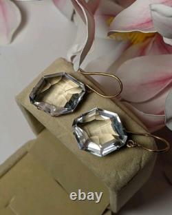 Vintage Soviet-era earrings, silver 875, large rock crystal stones, gold-plated