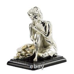 Vintage Statue Lady Fortune Sculpture Marble Ships Silver Plate Coin Italy ArtBe