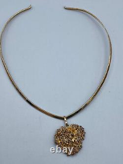 Vintage Sterling Silver 925 Gold Plated FLORA DANICA Parsley Pendant & Choker