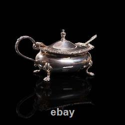Vintage Tableware Set, English, Silver Plate, Mustard Pot, Pepperette, Mid 20thC