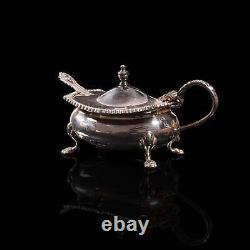 Vintage Tableware Set, English, Silver Plate, Mustard Pot, Pepperette, Mid 20thC