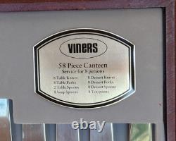 Vintage Viners Kings Royale Silver Plated 58 Piece Canteen Cutlery Set in Box