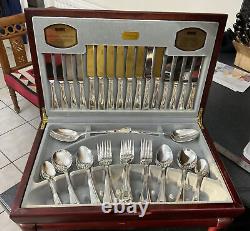 Vintage Viners Silver Plate EPNS Canteen Cutlery Bead Beaded Pattern 58 Pieces