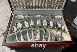 Vintage Viners Silver Plate EPNS Canteen Cutlery Bead Beaded Pattern 58 Pieces